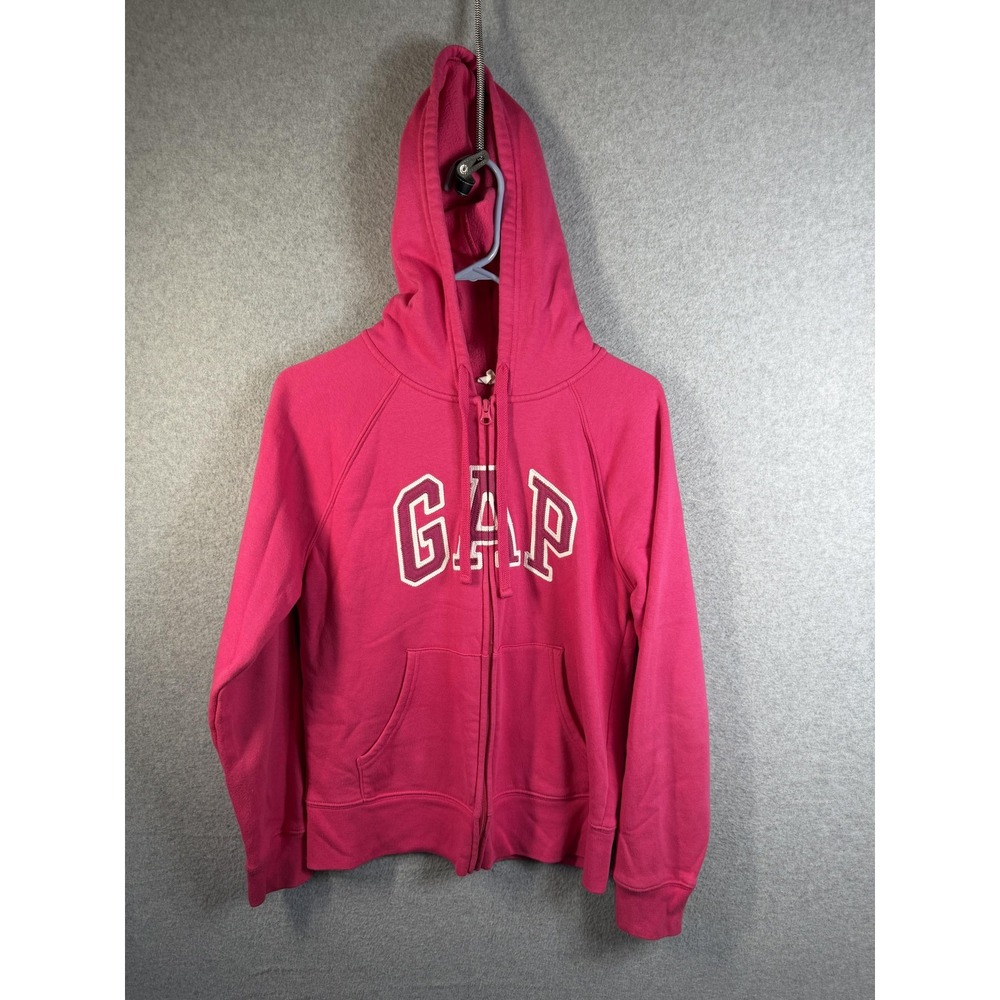 Gap Hoodie Womens Small Pink Heritage Full Zip Fleece Logo Kangaroo Pockets
